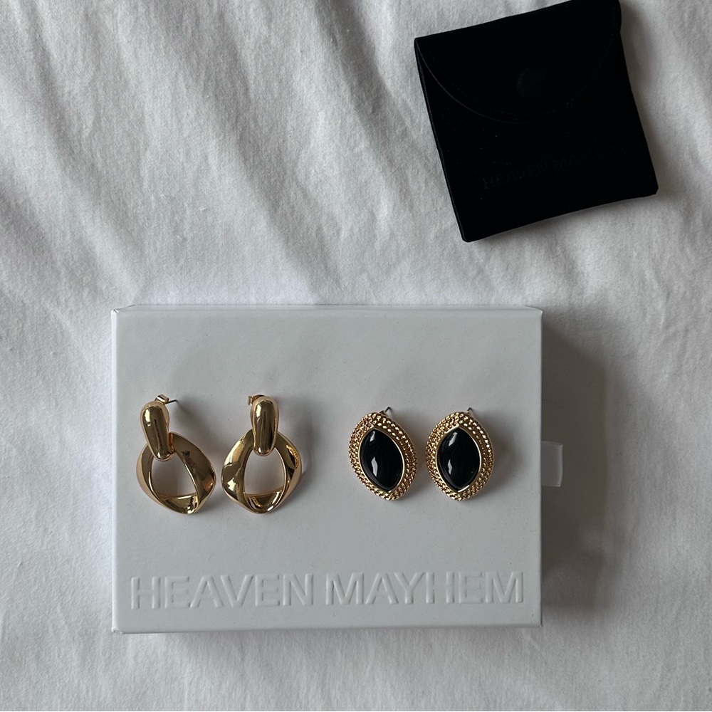 Brand new Heaven Mayhem Air Gold and Noir earrings